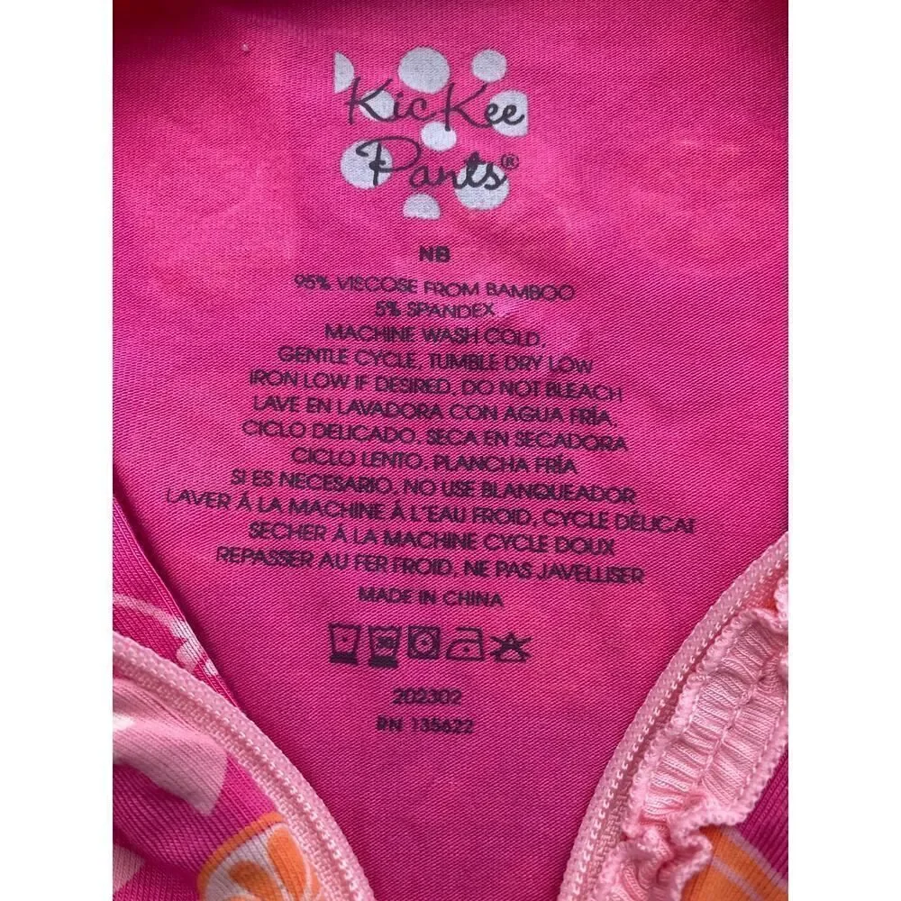 KICKEE PANTS NWT Print Muffin Ruffle Footie 2 Way Zipper 0-3 Months MSRP $36